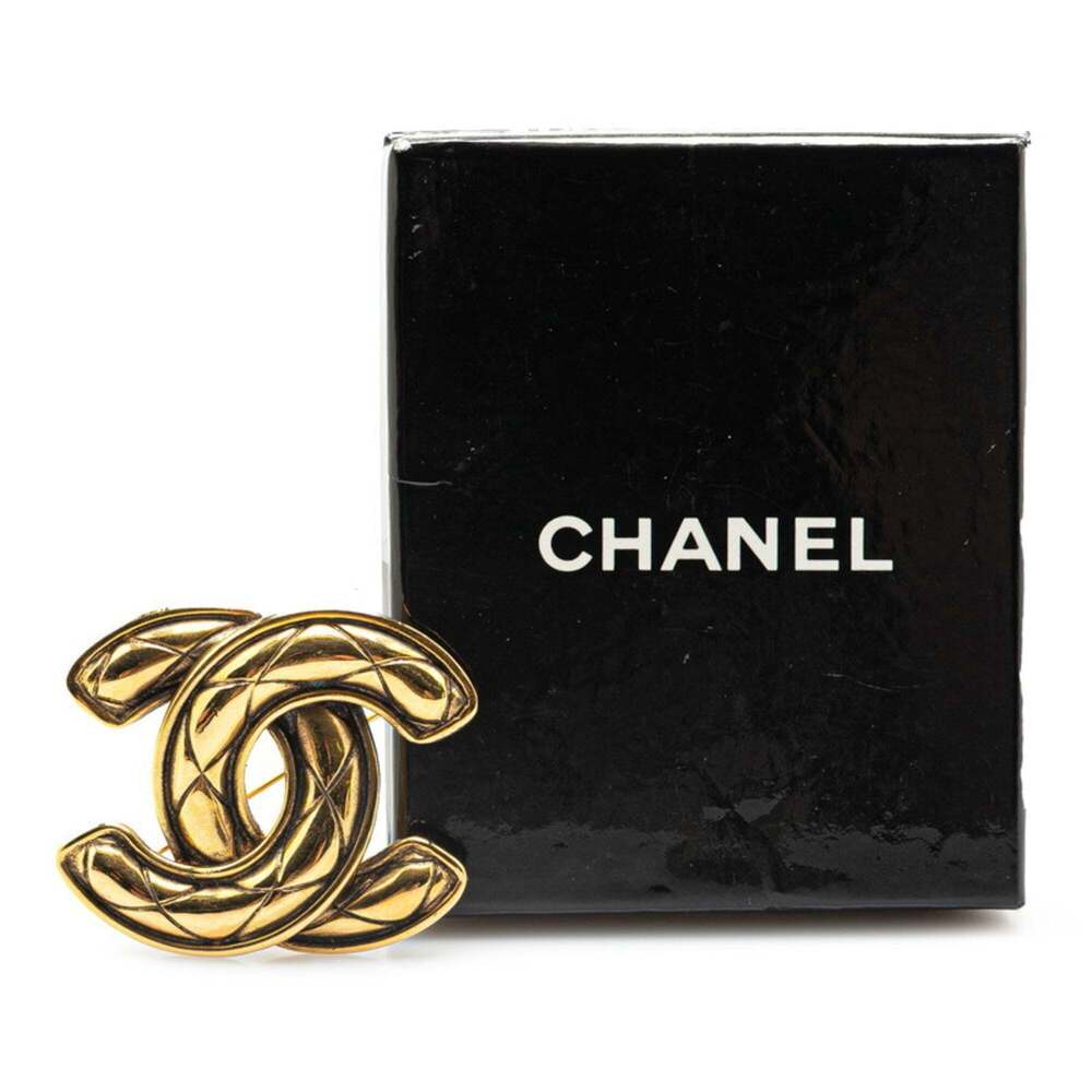 CHANEL Coco Mark Matelasse Brooch, Gold Plated, Women's - Picture 4 of 4
